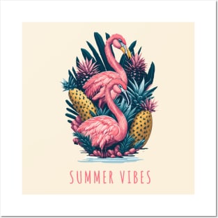 Flamingos and pineapples, flamingo Fling, Pineapple Paradise for Summer Vibes Posters and Art